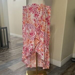 Floral Pink and Orange Women's high low Skirt